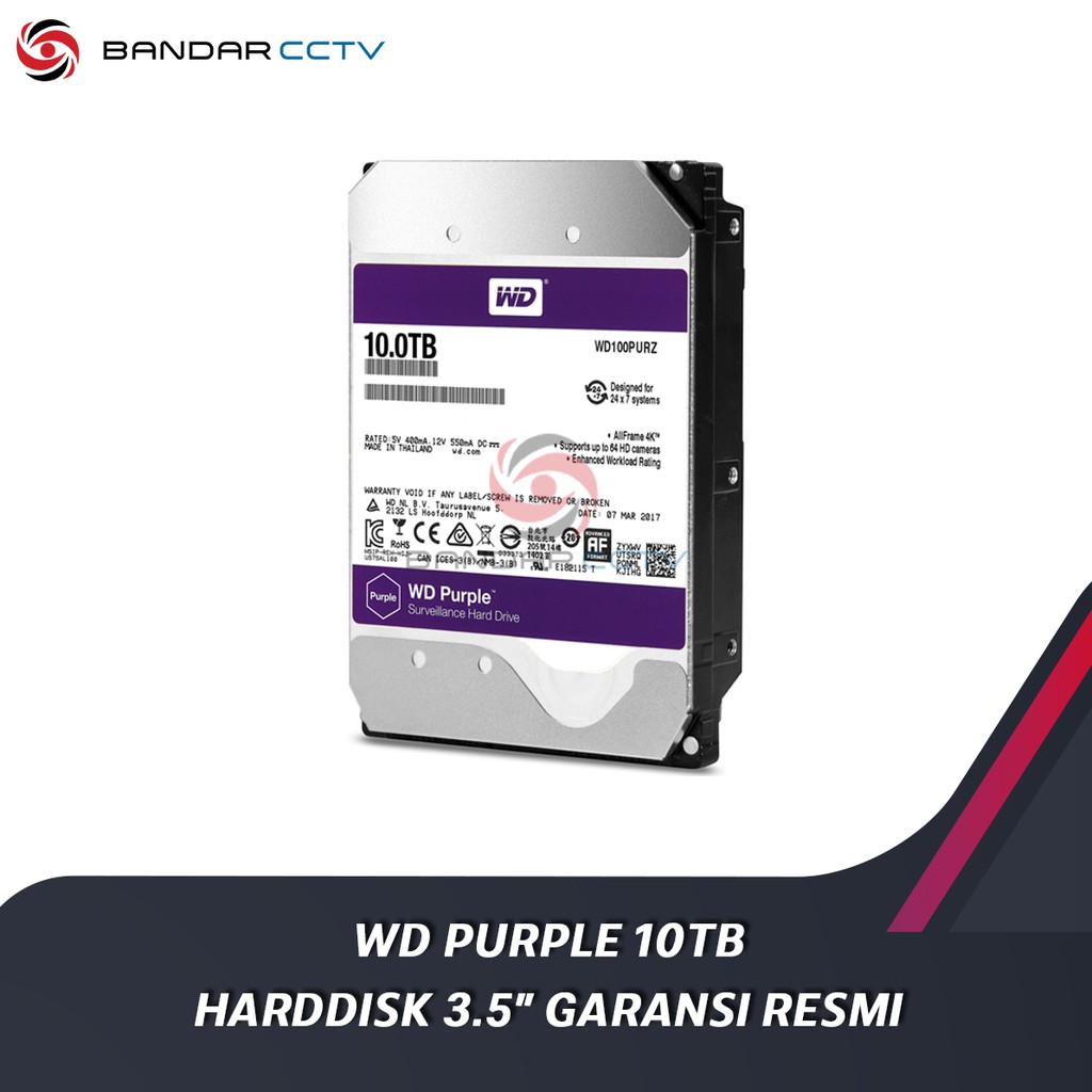 WD Purple 10TB Harddisk Internal 3.5 Inch Garansi Resmi 3 Tahun