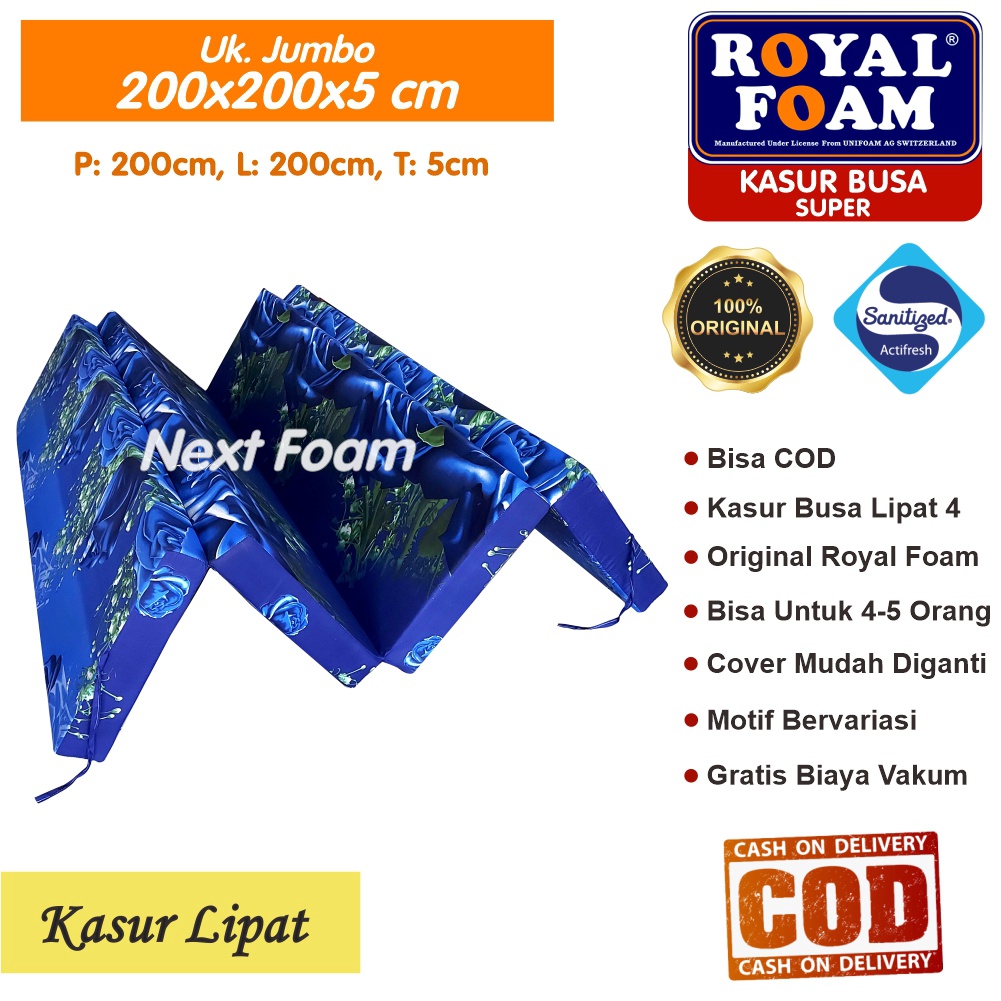 Kasur Busa Lipat Royal Foam Ukuran Jumbo 200x200x5 cm Tebal 5 cm D23 ORIGINAL
