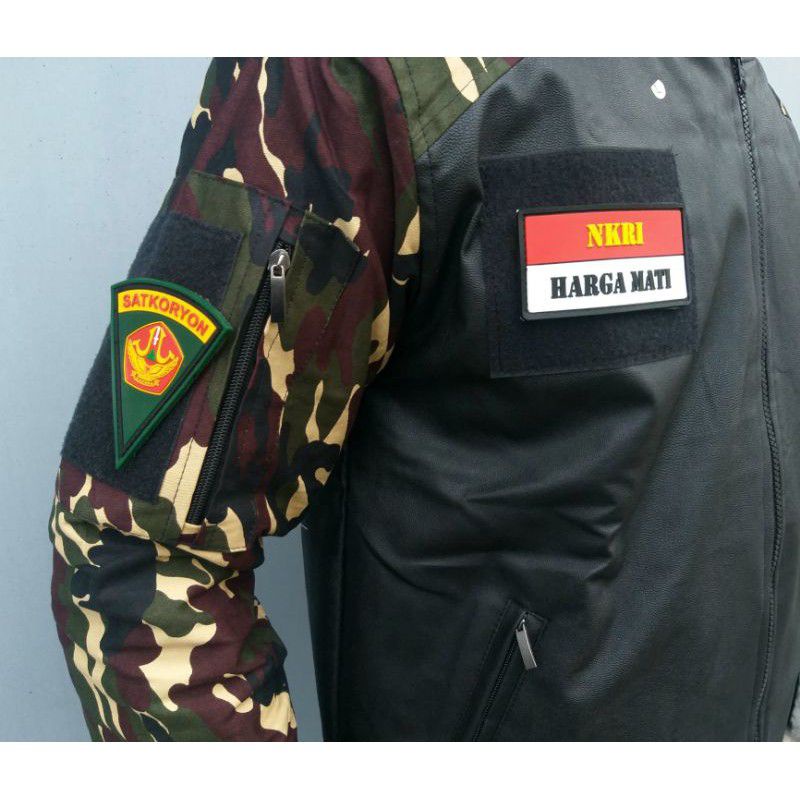 Jaket Kulit Kombinasi Doreng Banser Katun