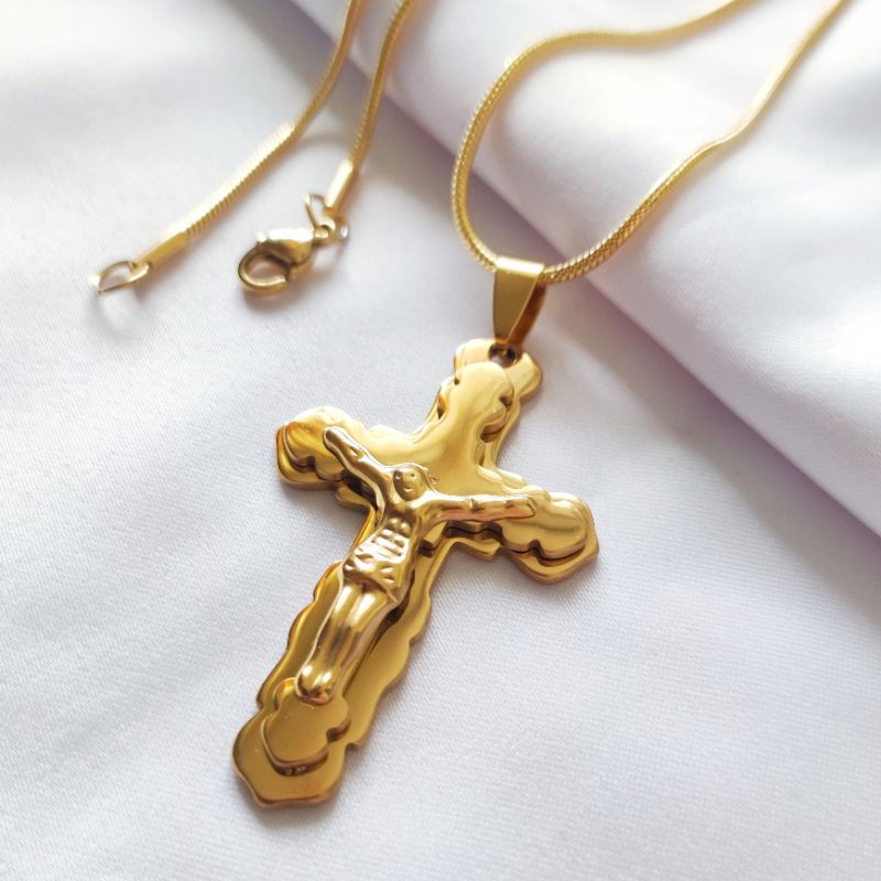 Kalung Salib Yesus Emas 18k Pria dan Wanita