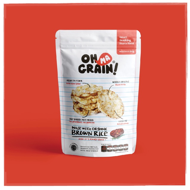 Ohmagrain! Popped Rice Crackers - Roast Beef