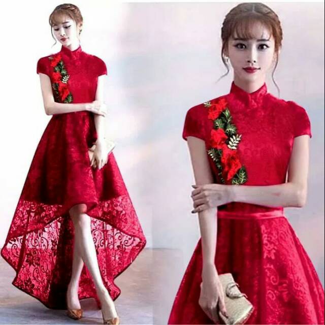 NM-DRES LILI SHANHAI MERAH,BENHUR,MAROON