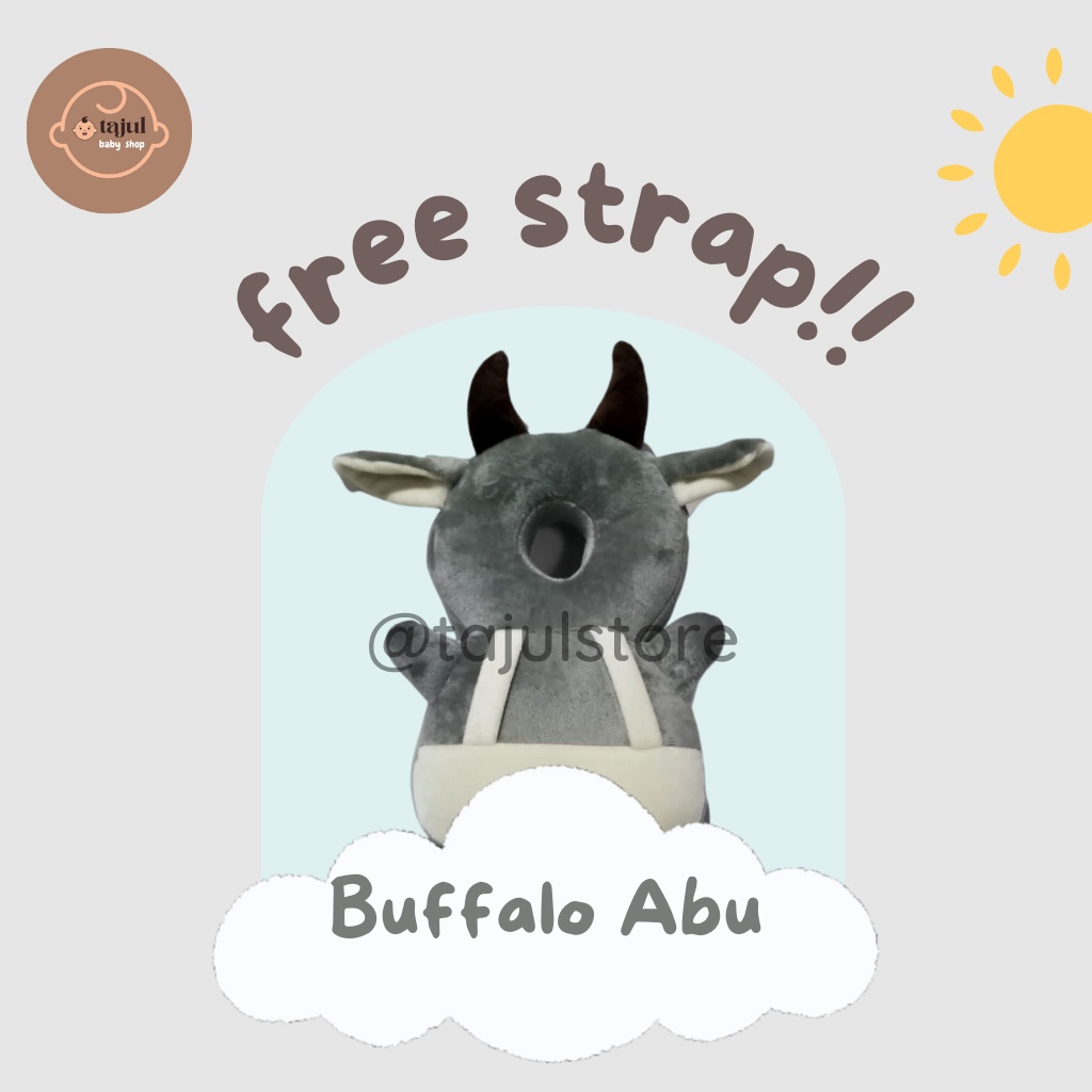 Bantal Pelindung Kepala Bayi Buffalo Abu+Strap