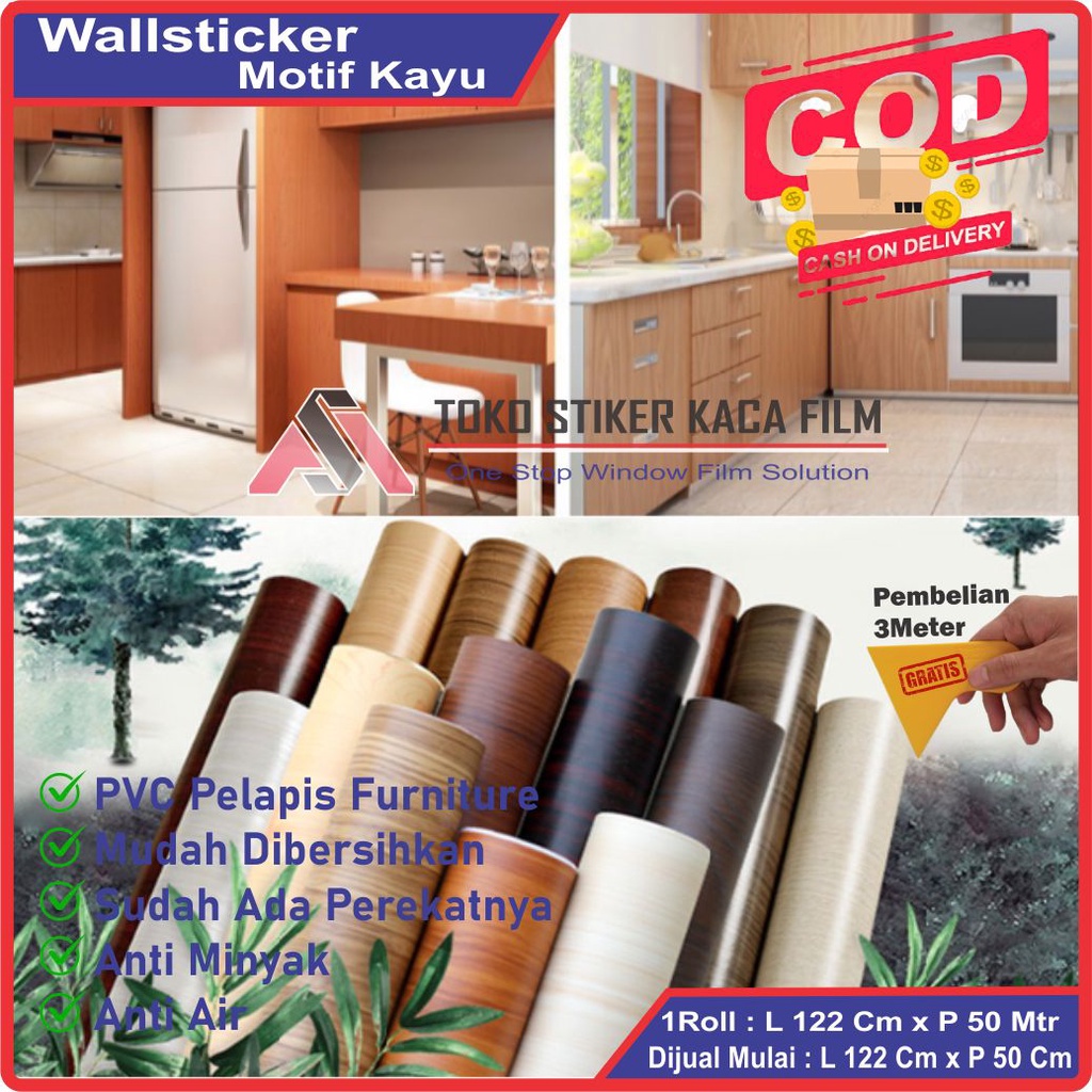 STIKER KAYU UNTUK DEKORASI MEJA LEMARI FURNITURE LEBAR 122CM STIKER FURNITUR WALLPAPER STIKER KAYU