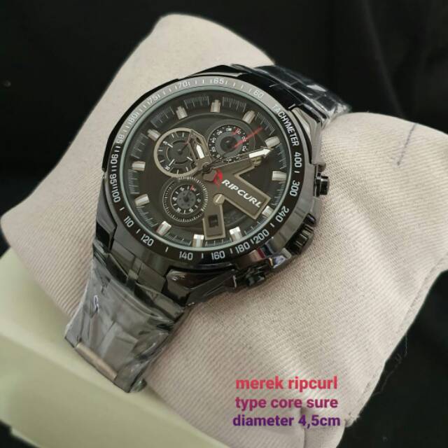 Jam tangan cowok/pria Ripcurl chrono dan tanggal aktif free box kayu