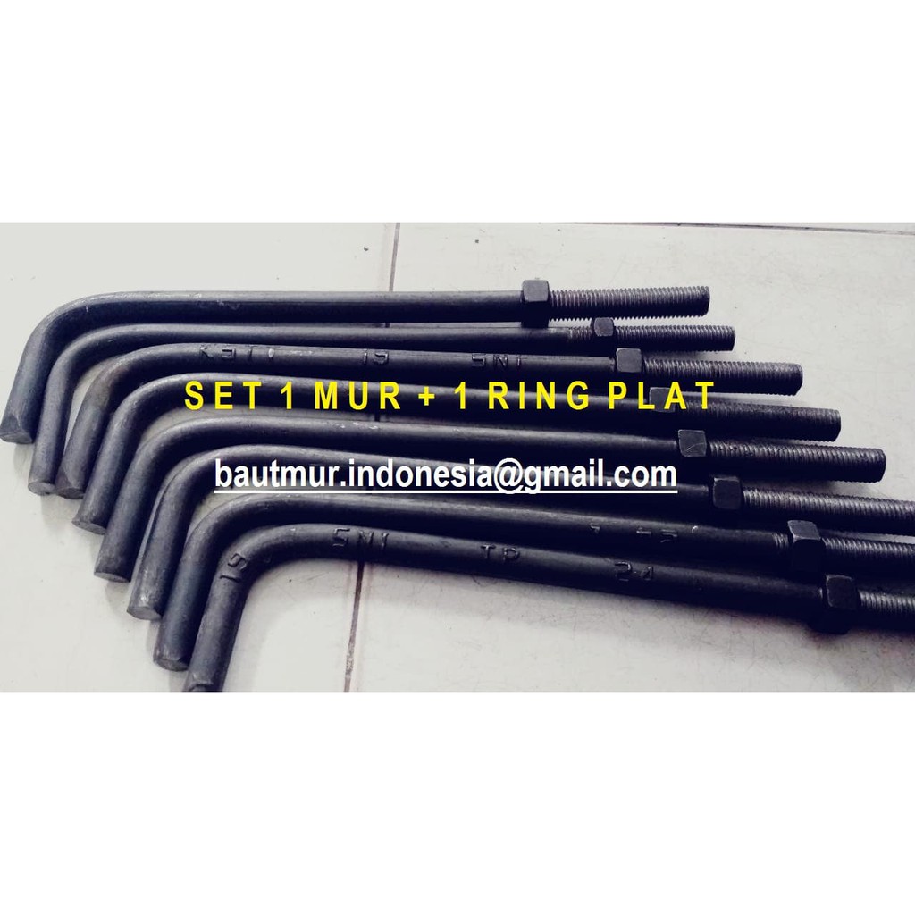 Jual BAUT ANCHOR / ANGKUR L - BETON 1 mur + 1 ring plat 7/8 X 500 ...
