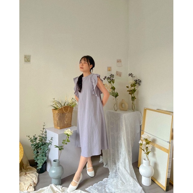 KANON - Akahana Linen Dress - Dress midi pantai musim panas