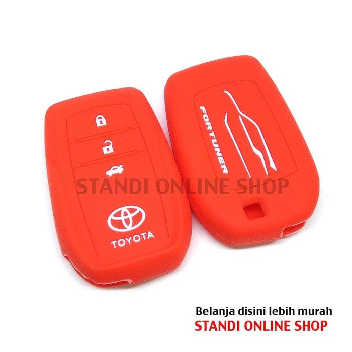 Kondom Kunci Silikon Remote Sarung Remote Toyota All New Fortuner Merah