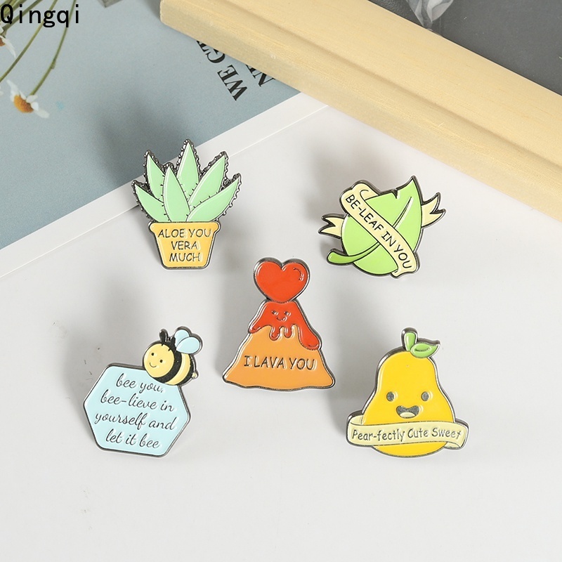 Pun Bros Pin Enamel Desain Lebahdaun Pearlidah Buaya Untuk Unisex