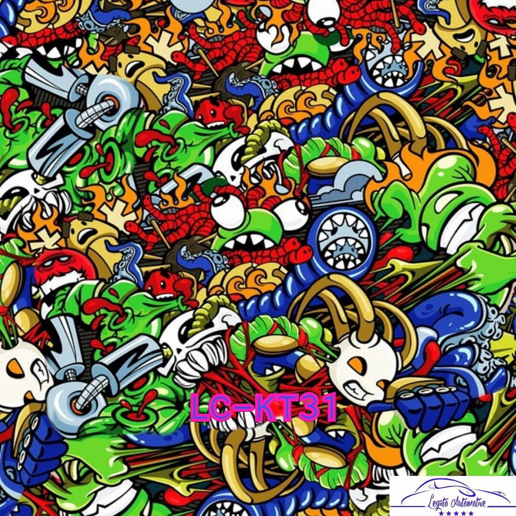 WTP CARBON CELUP MOTIF KARTUN MURAH KODE SC-KT31 WATER TRANSPER PRINTING FILM HYDROGRAPHIC,BUKAN KEV