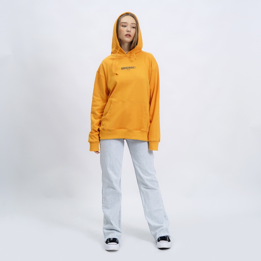 AMR ORIGINAL - 015 ORI LOGO MUSTARD - HOODIE WANITA PRIA UNISEX OVERSIZE CASUAL-3