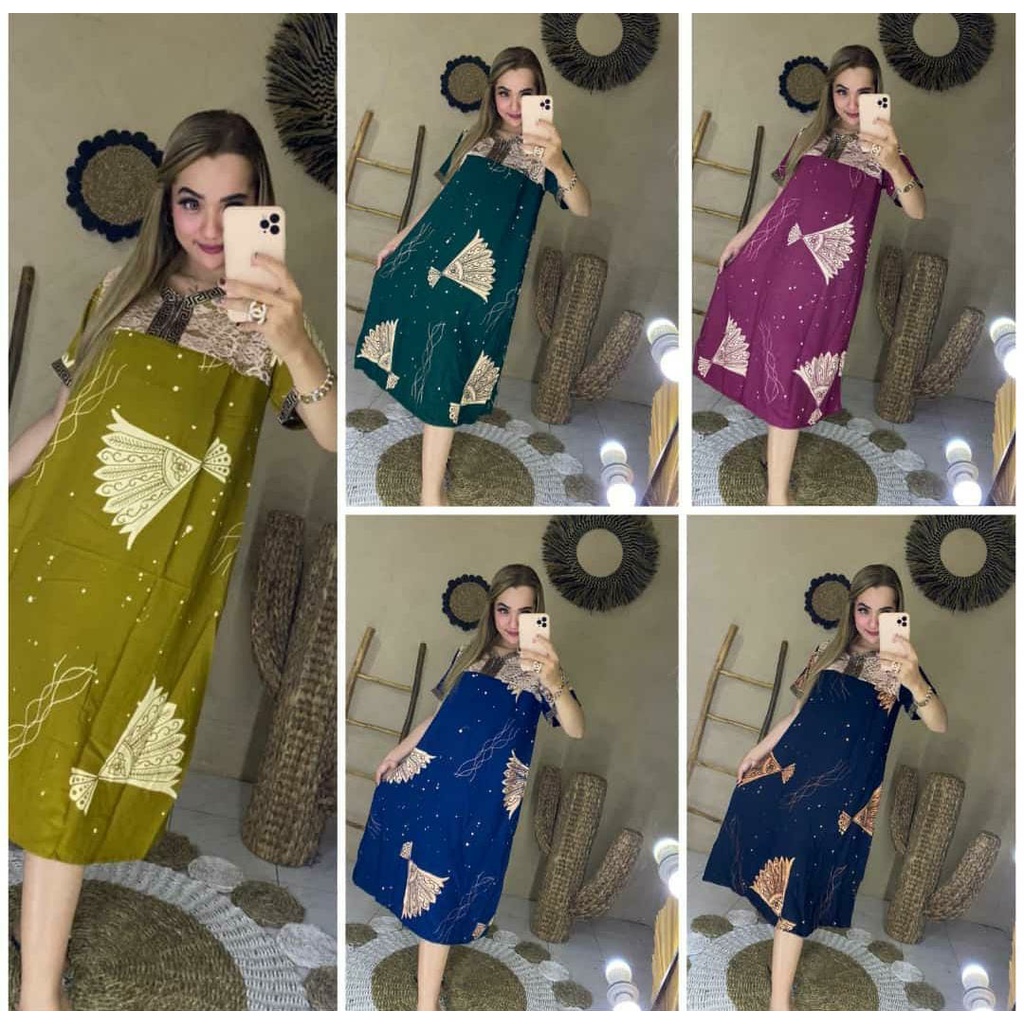 Daster Arab Renda Busui Motiv Kipas LD 110cm PB 115cm Bahan Rayon Adem Di Pakai