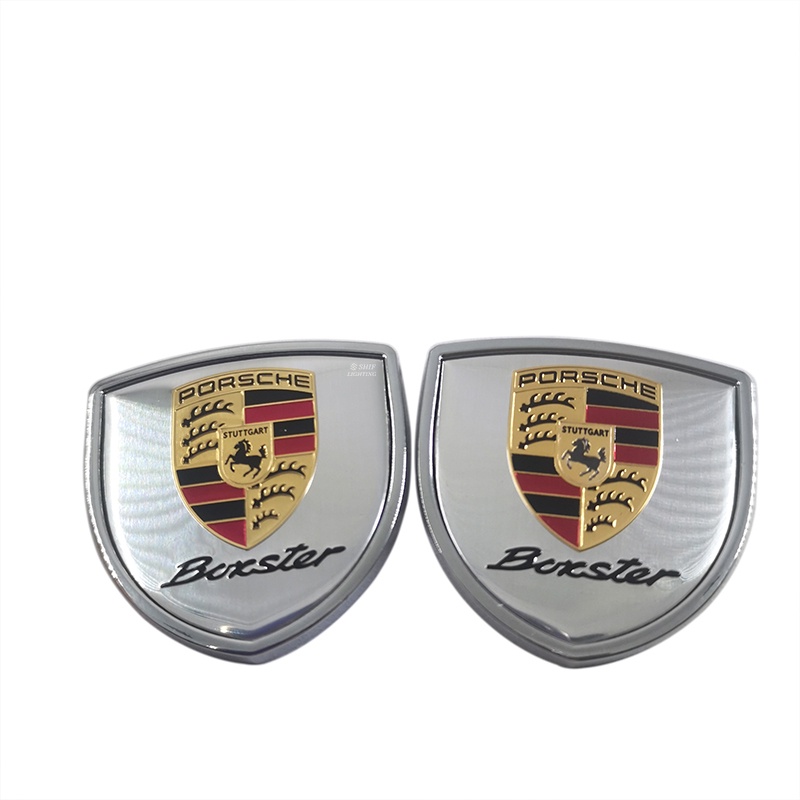 2pcs Stiker Emblem Logo PORSCHE Bahan Metal Untuk Dekorasi Mobil PORSCHE Sport