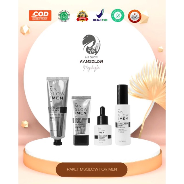 (ORIGINAL 100%) Paket Lengkap Ms Glow Men / Paket Wajah Pria Ms Glow / Paket Pria MS Glow