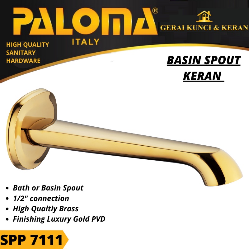 SPOUT KERAN TANAM PALOMA SPP 7111 BASIN BATH KAMAR MANDI BRASS GOLD