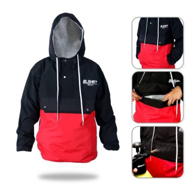 Jaket taslan hitm merah bullshirt original brand