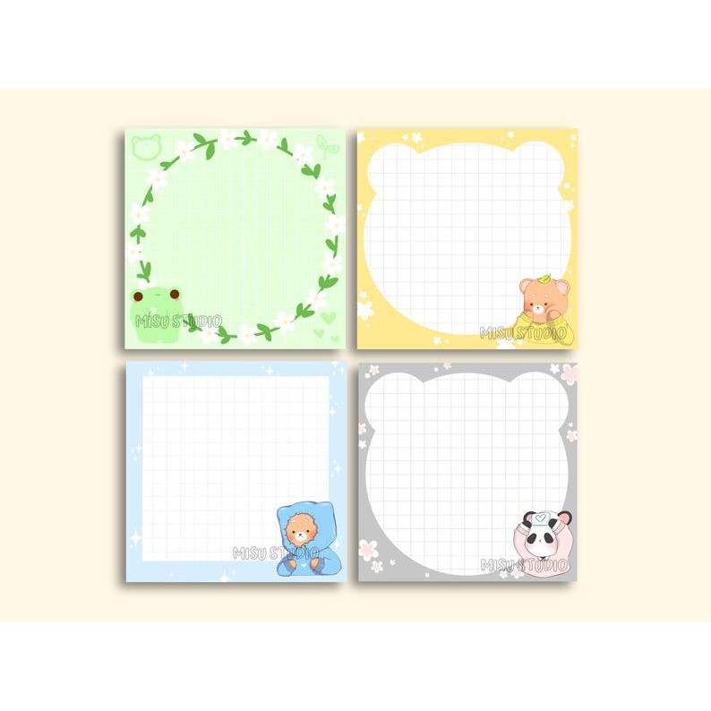 

Kawaii Stationary Memo pads, Bear Memo pad, Frog Memo pad, Notepads
