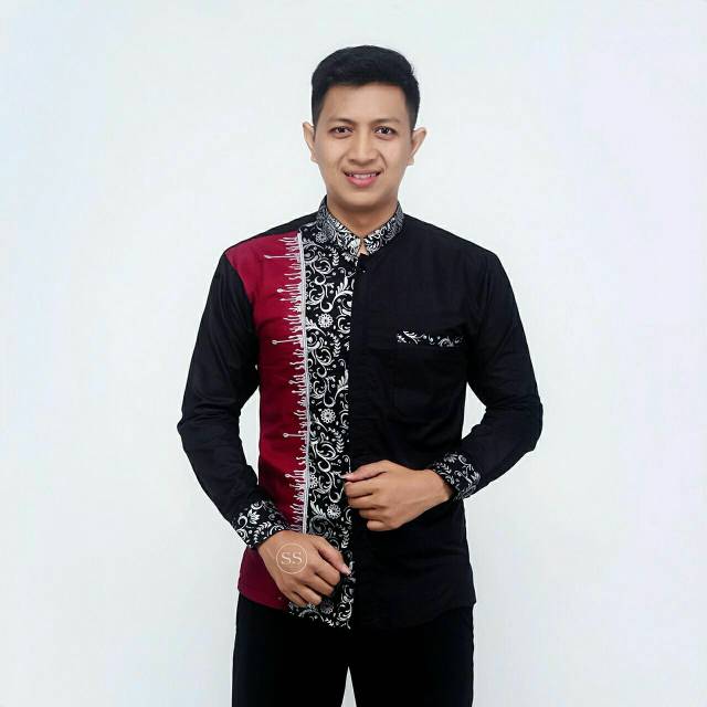 Baju batik pria hem kolo btik kombinasi Batik Pekalongan seragam batik kerja kantor lurik modern
