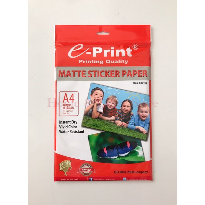 E-Print Matte Sticker Paper A4 / Kertas Stiker Foto Matte A4