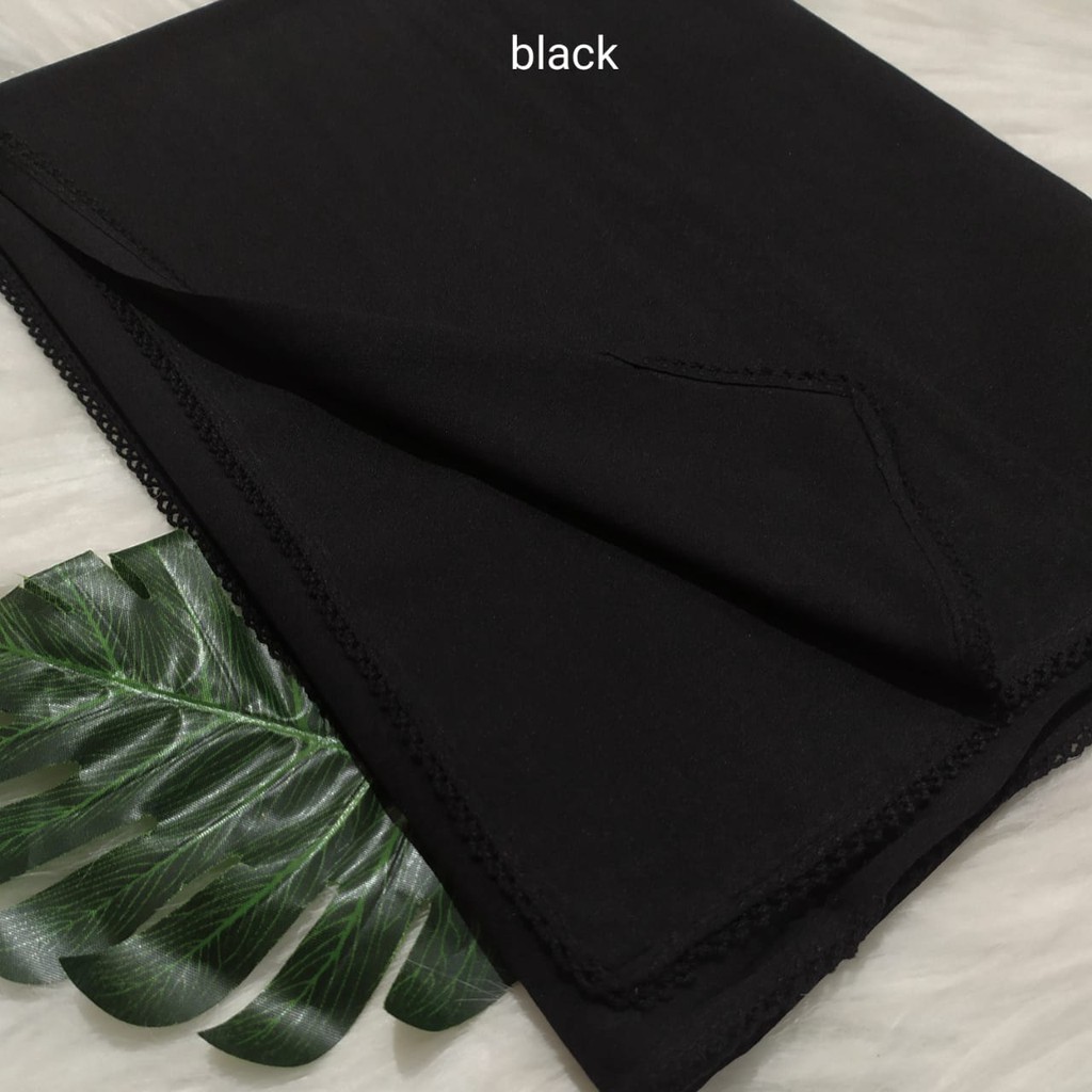 Termurah Pashmina Diamond Lace Picot  / Pasmina Crochet / Pasmina Lace Azara-Black