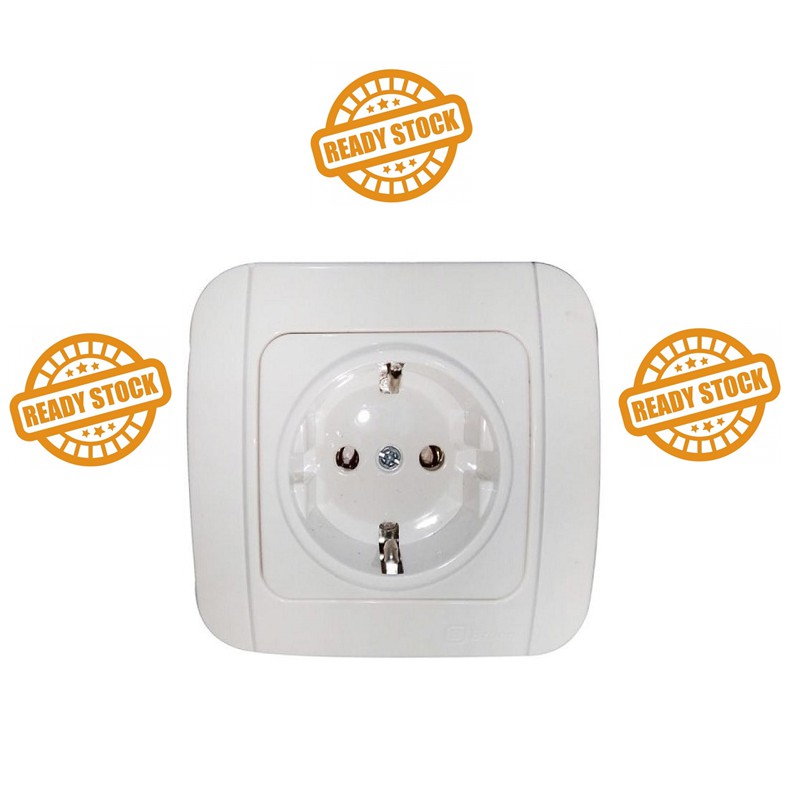 Stop Kontak Arde Broco Galleo Putih G151-55S - Tempat Colokan G151 White Socket Ground Original SNI