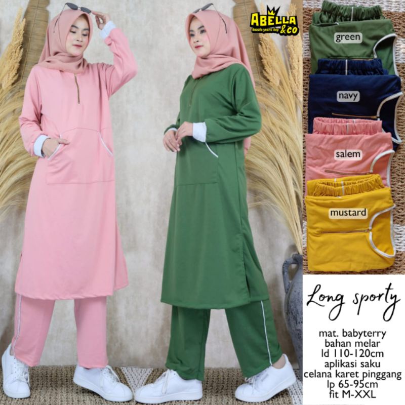 LONG SPORTY ORIGINAL PRODUK BY ABELLA //BAJU OLAHRAGA MUSLIMAH //SET OLAHRAGA MUSLIMAH