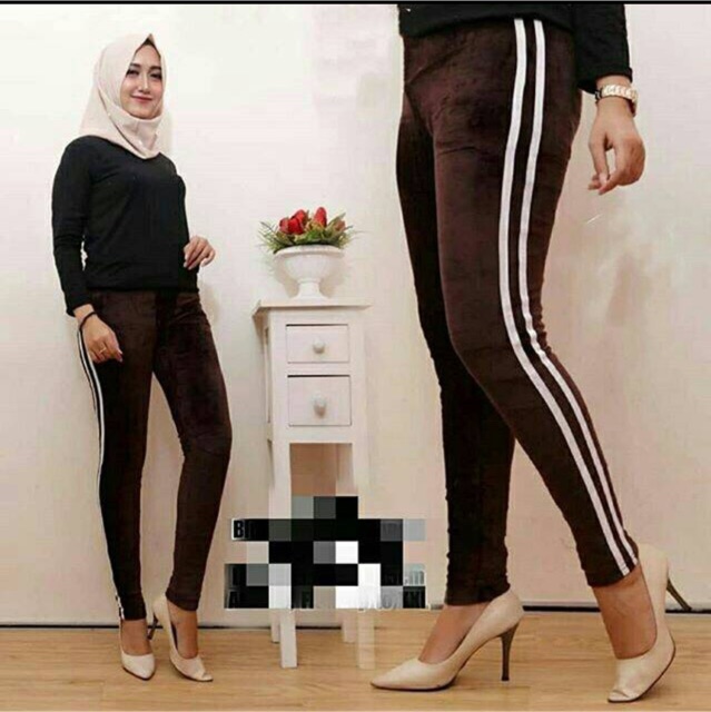 Legging Bludru List wanita kekinian REAL PIC / Legging Bludru Import (Tersedia 5 Warna)