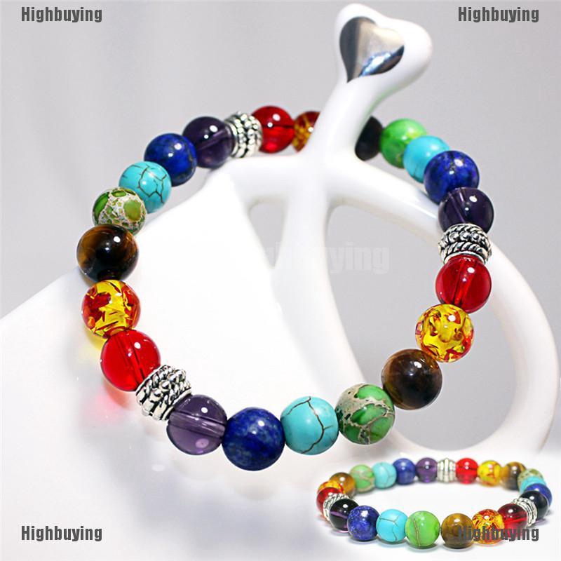 Gelang Manik-Manik Batu Alam 7 Chakra Healing Balance