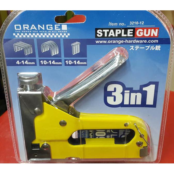 

Terlaris 3 in 1 ORANGE Stapler Gun / Tembak Gun Tacker 4mm s/d 14mm Baru