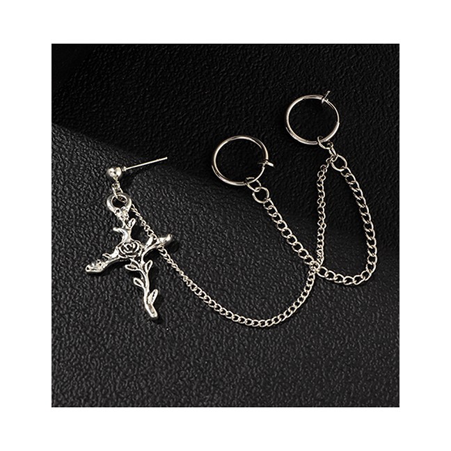 LRC Anting Tusuk Fashion Silver Cross Earrings D42238