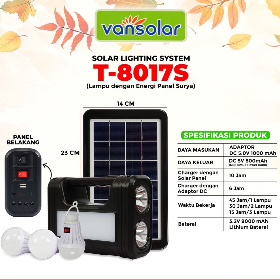 Lampu solar Panel Van solar Advance T8017S