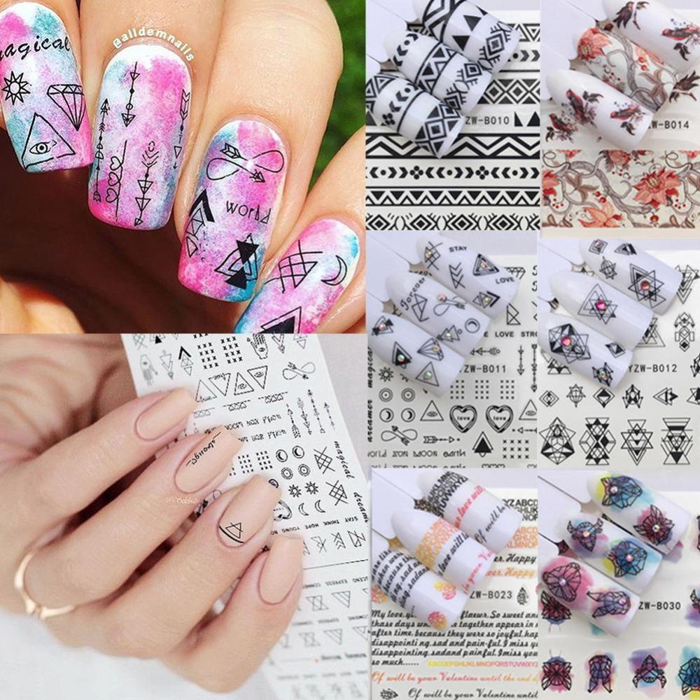 Timekey you A5K3 Stiker Kuku Motif Bungageometri Anti Air Untuk Dekorasi Nail Artmanicure