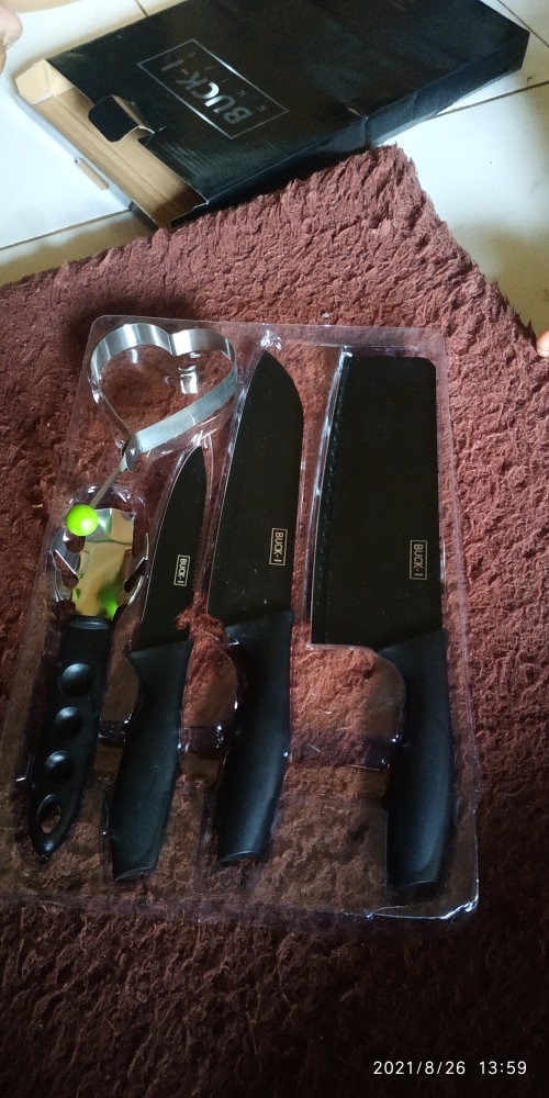 Set Pisau Dapur 5 Pcs Black Kitchen Knive Set Black Marble 5 Pcs/set Pisau Anti Lengket