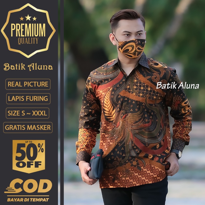 BATIK PRIA LENGAN PANJANG MEWAH PREMIUM ALUNA PRABUSENO SHANGHAI KERIS KEMEJA BATIK ACARA NIKAHAN KE