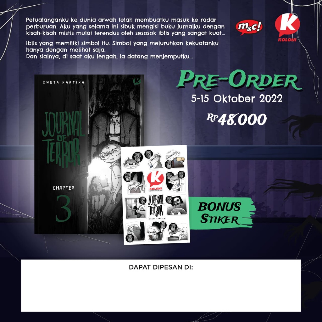 KOMIK JOURNAL OF TERROR CHAPTER 3 + BONUS - SWETA KARTIKA