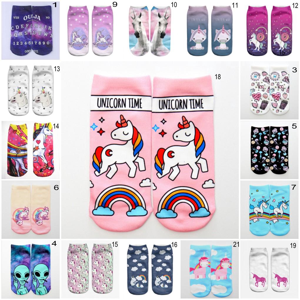  Kaos  Kaki  Ankle Low Cut Casual Motif Print Unicorn  3D 