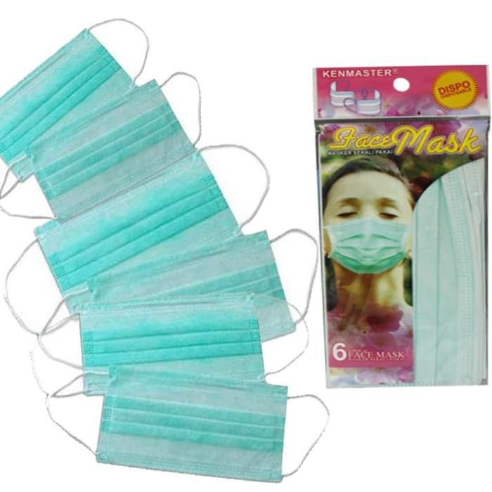 Kenmaster Masker 3 Ply Hijau 6 Pcs Face Mask