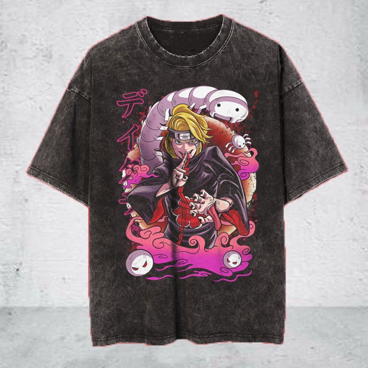 DEIDARA ANIME MANGA VINTAGE WASH TSHIRT | KAOS ANIME VINTAGE