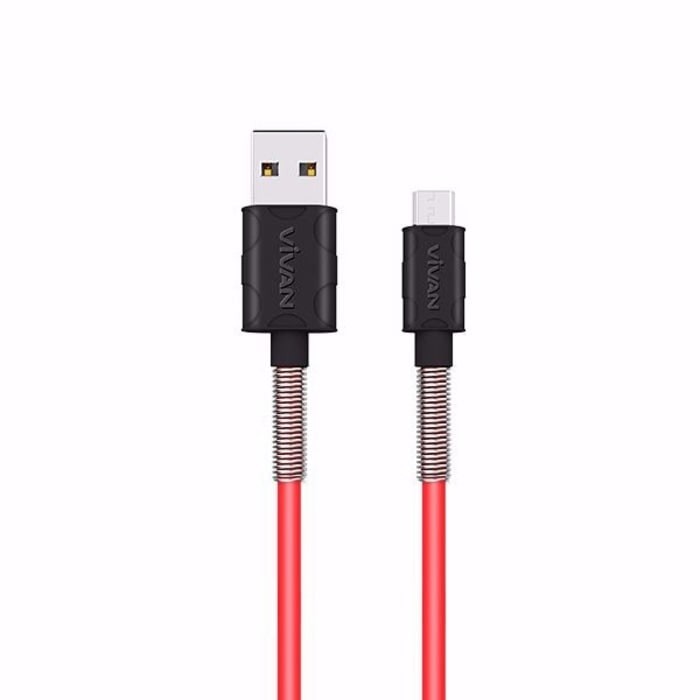 Kabel Data VIVAN FM100 2.4A 1M Spring Micro USB Data Cable For Andoid