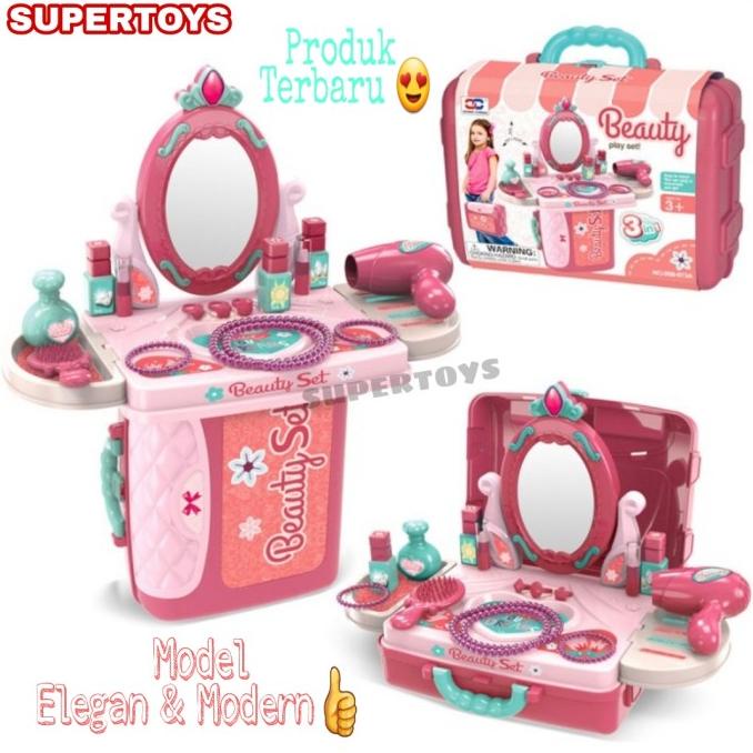 Mainan Make Up Anak Perempuan Set Koper Makeup Meja Rias Salon Salonan