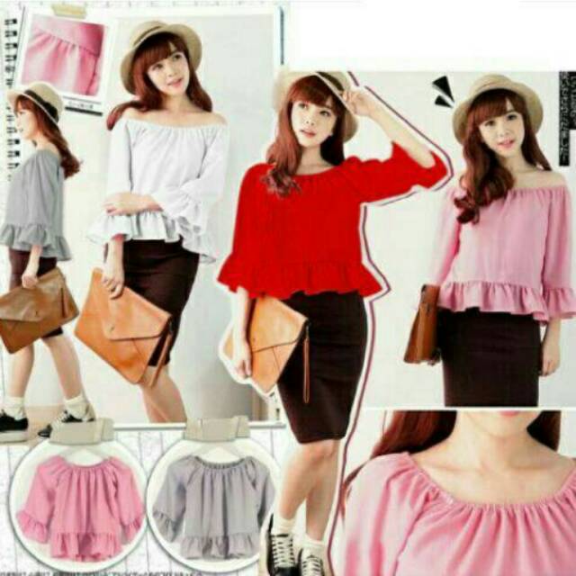 blouse Sabrina lengan panjang.