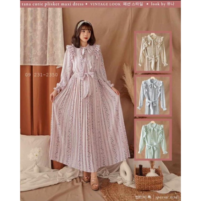 Gamis ceruty Maxi Plisket Koreana BKK Vintage Yuna Bangkok 321-2350 Ceruty BKK Premium