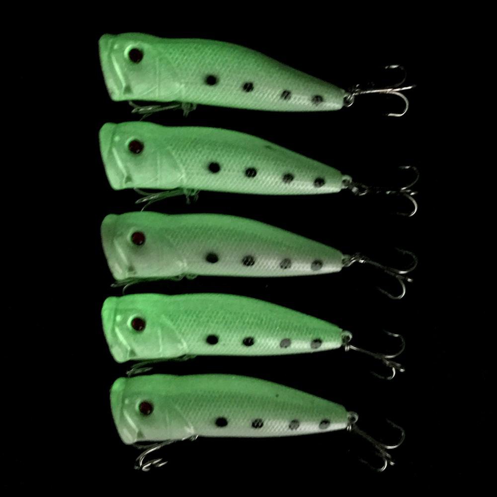 HENGJIA 1pcs 7.5cm/10g Luminous Popper Umpan Pancing Topwater Ikan Fishing Lure Swimbait Bass Tackle