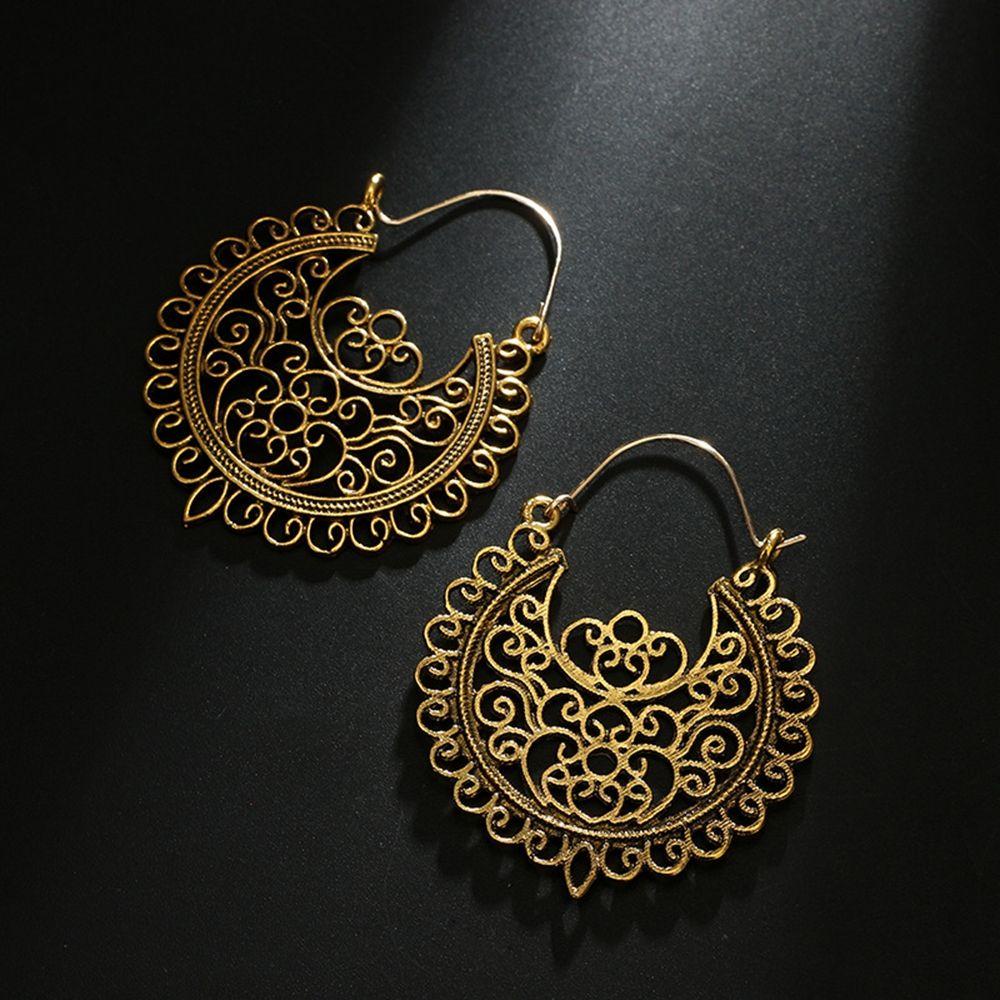 Lily Hoop Earring Boho Antik Liontin Bunga Ear Studs