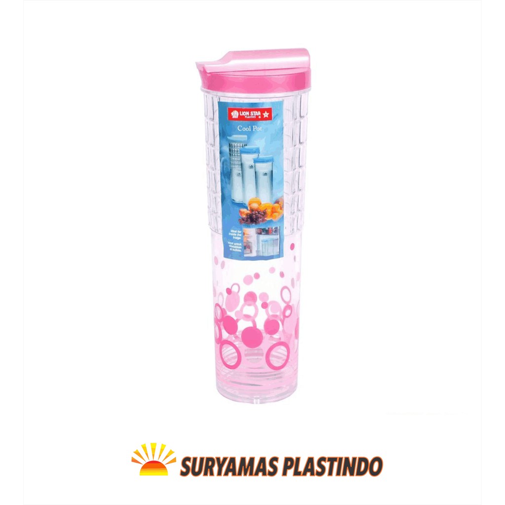 Cool Pot Bulat Plastik Kaca Botol Air Dingin Kulkas 870 Ml