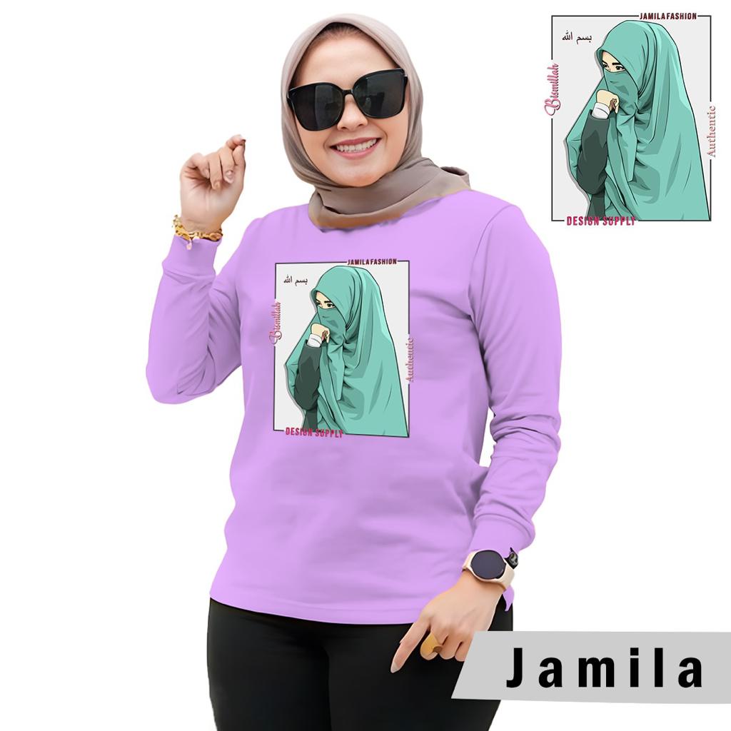 Baju Wanita Fashion/Kaos Wanita/Atasan Wanita Kaos Lengan Panjang Wanita MOTIF JAMILA HIJAB STYLE 2022