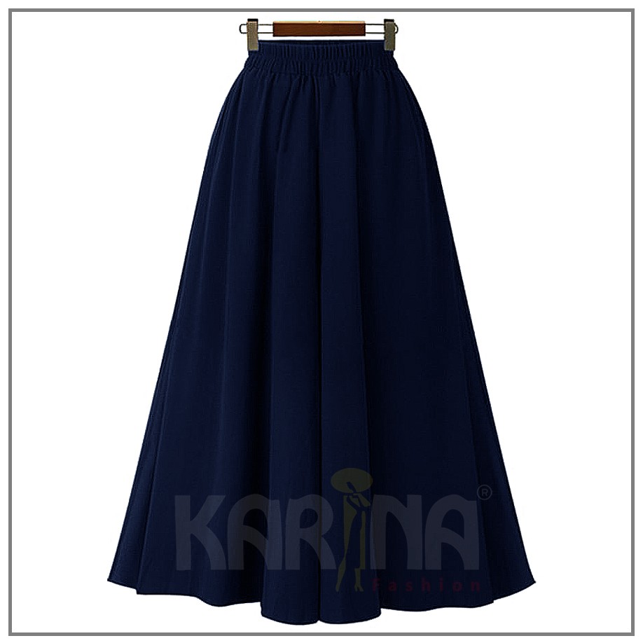 Rok Kerja Polos Panjang AMUNZEN Skirt Lebar Wanita Muslim Full Karet (Produsen Rok Wolfis Balotelli)