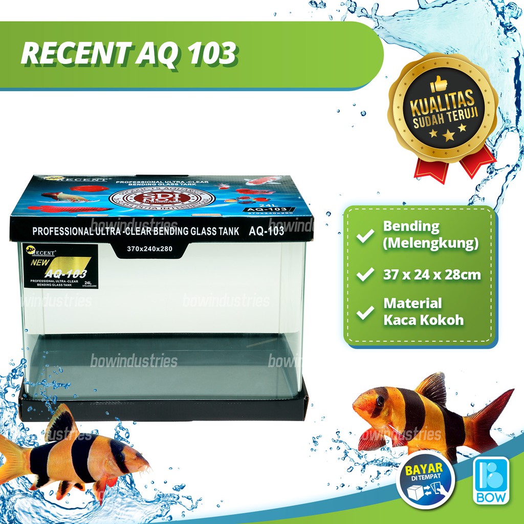 Aquarium Aquascape Akuarium Kaca Bending Glass Tank RECENT AQ 103 30 Cm 24 Liter