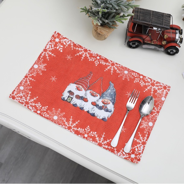 Alas Makan Dekorasi Tema Christmas Tempat Sendok Garpu Taplak Meja Mini