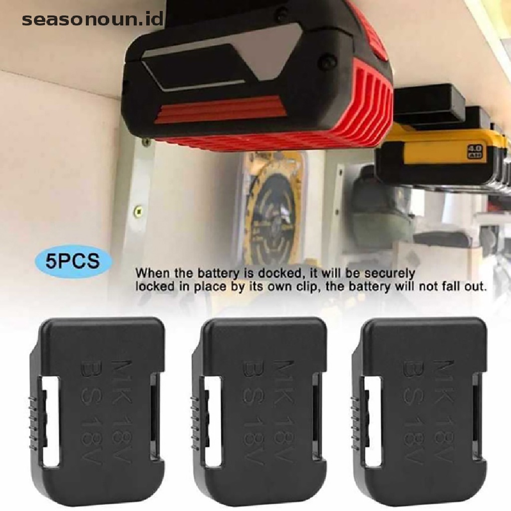 【seasonoun】 Battery Storage Mount Holder Belt Slot Rack For Makita/Bosch 18V Fixing Devices .